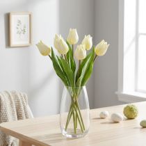 Článok Ozdobné tulipány Umelé kvety Biele krémové 20cm 6 ks