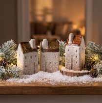 Článok Sada dekoratívnych keramických domčekov, miniatúrne domčeky na postavenie, 7 cm, 3 kusy