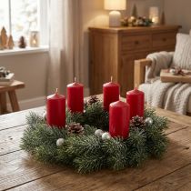 Článok Umelý vianočný veniec, dekoratívny veniec, mrazivý, Ø25cm, veniec na dvere, adventný veniec, trblietky