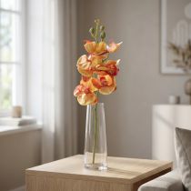 Článok Umelá orchidea Phalaenopsis flambovaná červeno žltá 78cm
