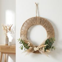 Článok Dekoratívny závesný prsteň, boho štýl, prírodné striebro, Ø39,5 cm