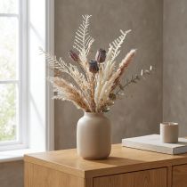 Článok Makové struky, dekoratívne sušené kvety, umelá papraď, krémová, 63 cm – Elegantná dekorácia do domácnosti a na svadbu