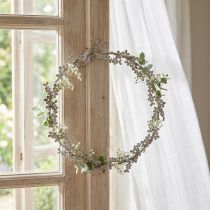 Článok Dekorácia na okno, veniec na dvere, kvetinový veniec v štýle shabby chic, kov, biely, Ø16,5 cm