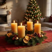 Článok Jednofarebné stĺpové sviečky, medová farba, Ø60×80 mm, sada 4 kusov - Adventná veniec, vosk