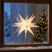 Článok LED hviezda 3D biely časovač batérie vonku Ø30cm H74cm