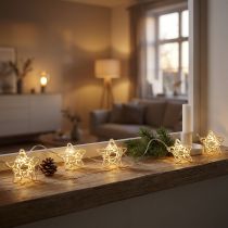 Článok LED svetelná reťaz hviezdy micro LED časovač vo vnútri biely 1,90m