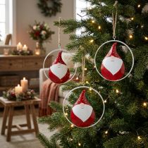 Článok Vianočná ozdoba trpaslík Santa Claus kovový Ø16cm 3ks