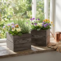 Článok Kvetináče so zásuvkovým dizajnom – sivohnedé, rôzne veľkosti – všestranné a dekoratívne úložné priestory – sada 2 kusov