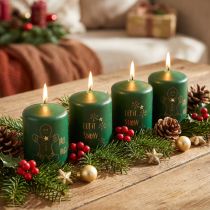 Článok Zelené vianočné sviečky, sada 4 kusov, Ø5cm, V6cm, adventná dekorácia