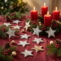 Článok Kokosová hviezda biela šedá 5cm 50ks adventných hviezd rozptylová dekorácia