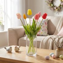 Článok Kytica umelých tulipánov, farebná, realistická dekorácia, vysoká kvalita do domácnosti, 43 cm, 7 kusov