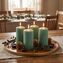 Článok Pilier Candles Green Emerald Grooved Candles 70/130mm 4 ks