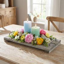 Článok Stolová dekorácia, ozdobný podnos v štýle shabby chic, podnos s nožičkami, drevená dekorácia 40 cm