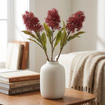 Článok Umelé kvety Skimmie bordová Skimmia Japonica suchý vzhľad 59 cm 3 ks