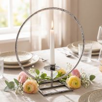 Článok Ozdobný prsteň kovový svietnik strieborný shabby chic Ø32cm