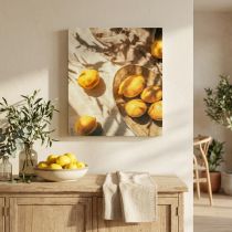 Článok Citrónový nástenný obraz, letná dekorácia, stredomorský nádych, drevený rám, 40x60cm, nástenná dekorácia do obývačky
