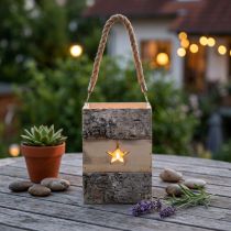 Článok Lucerna z brezového dreva s rúčkou 14,5 cm x 14,5 cm V20 cm