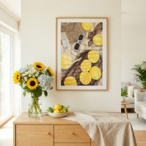 Článok Nástenná dekorácia "Čas sladkých citrónov" - Letný obraz s limonádou a slameným klobúkom, 40x60cm v drevenom ráme