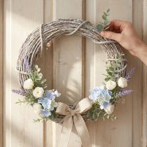 Článok Dekoratívny veniec, nabielo natretý, veniec na dvere, shabby chic, Ø42cm, prírodné konáre, vidiecky štýl