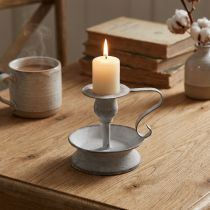 Článok Rukoväť na svietnik kovová biela šedá 12,5cm