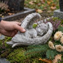Článok Dekoratívny anjel spiaci s krídlami figúrka anjela hrob 22,5 cm
