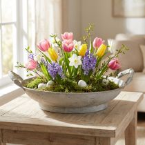 Článok Ozdobná miska shabby chic sivá kovová dekorácia s ušami Ø31cm