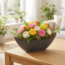 Článok Miska na rastliny s drážkami, lodička na sadenie, antracitová, 24 cm