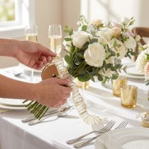 Článok Ozdobná stuha šifón biela/zlatá 25mm 15m