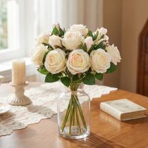 Článok Umelé ruže Umelé kvety Bunch Cream 36cm 12ks