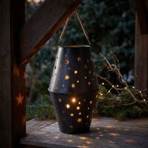 Článok Závesný kovový lampáš v antracitovej farbe s hviezdami - Ø18,5 cm, výška 50 cm - Elegantné vonkajšie a vnútorné osvetlenie