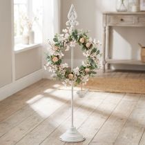 Článok Držiak na veniec Shabby Chic White Stojan na veniec kovový 4 háčiky, výška 76 cm