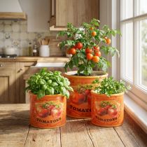 Článok Sada kvetináčov na paradajky, keramické dekoratívne kvetináče do kuchyne a retro dekorácie, 14 cm, sada 3 kusov