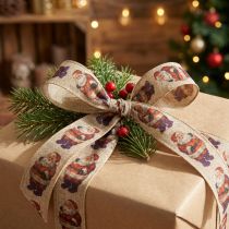 Článok Vianočná stuha rustikálna stuha Santa Claus 25mm 15m