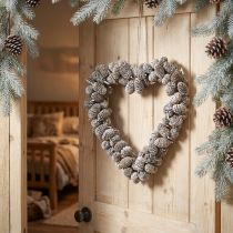 Článok Dekorácia srdca, kužeľ, jelšový kužeľ, biely, 24 cm