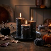 Článok Elegantné čierne stĺpové sviečky, jednofarebné, 70x100mm, 4 kusy - dekorácia, Vianoce, Halloween