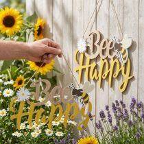 Článok Ozdobný nápis včielka "Bee Happy" letná dekorácia drevo 31×18cm 2ks