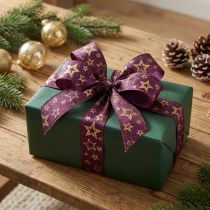 Článok Hviezdna stuha Vianočná stuha Purple Gold Glamour Š25mm L15m