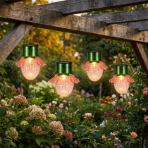 Článok Solárne kvetinové LED závesné solárne svetlo Ø11,5 cm 4 ks
