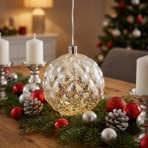 Článok Guľa plastová strieborná Ø15cm LED na batérie