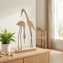 Článok Stojan drevená figúrka žeriav pár prírodný 27,5×13cm 2 ks