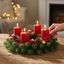Článok Veniec z umelej jedle, zelený, Ø30cm - vianočná dekorácia, veniec na dvere, adventný veniec, dekorácia na stôl, nenáročný na údržbu