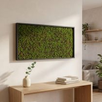Článok Nástenná maľba mach v zelenom ráme 60x30cm Nástenná dekorácia z machu