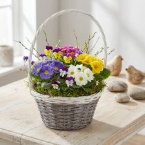 Článok Vŕbový košík s rúčkou, sivo-biely, Ø29 cm, darčeková, kvetinová dekorácia