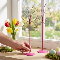 Článok Motýľ kovová dekorácia jarná fuchsiová zlatá V35cm 2 ks
