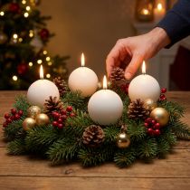 Článok Biele guľové sviečky, kvalitná stolová dekorácia, atmosférické osvetlenie na svadby, advent, Ø60 mm, sada 16 kusov