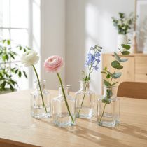 Článok Mini sklenená váza do minimalistického interiéru a moderného bývania, 11 cm, 6 kusov