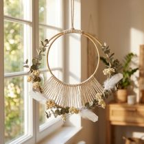 Článok Dekoratívne závesné krúžky DIY Boho dvojitý krúžok prírodný Ø20/15cm sada 4 kusov