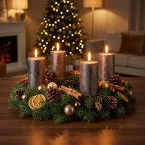 Článok Jednofarebné medené kovové stĺpikové sviečky, 60x100 mm, sada 4 kusov - adventný veniec, vianočná dekorácia
