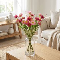 Článok Rhodanthe Rosa - ružové hodvábne kvety, umelá rastlina, jahodová kytica, dekoratívne kvety 46 cm