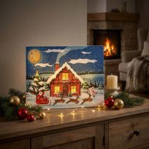 Článok LED obraz Vianočný Mikuláš so snehuliakom LED fototapeta 38x28cm